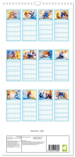 Produktbild: Familienplaner 2026 - Eishockey - Fight mit 5 Spalten (Wandkalender, 21 x 45 cm) CALVENDO