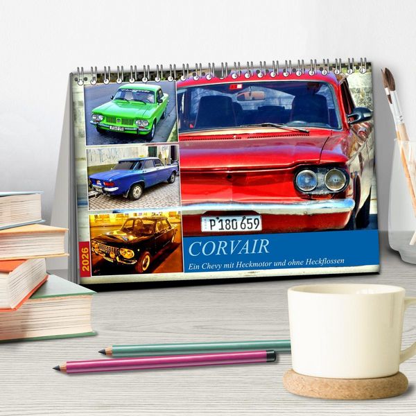 Produktbild: CORVAIR - Ein Chevy mit Heckmotor und ohne Heckflossen (Tischkalender 2026 DIN A5 quer), CALVENDO Monatskalender