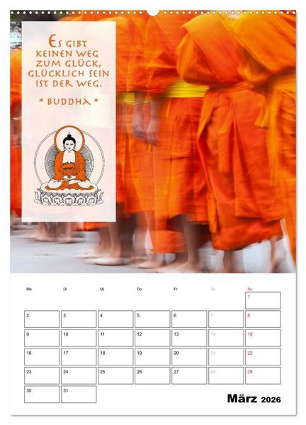 Produktbild: BUDDHAS ZITATE Buddhistische Weisheiten (Wandkalender 2026 DIN A2 hoch), CALVENDO Monatskalender