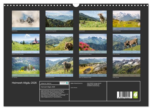 Produktbild: Heimweh Allg&auml;u 2026 (Wandkalender 2026 DIN A3 quer), CALVENDO Monatskalender