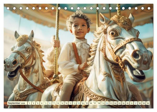 Produktbild: Karussell Nostalgie fr&uuml;her und heute (Tischkalender 2026 DIN A5 quer), CALVENDO Monatskalender