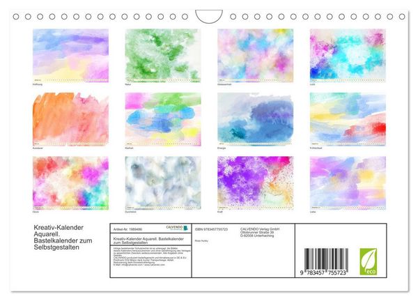 Produktbild: Kreativ-Kalender Aquarell. Bastelkalender zum Selbstgestalten (Wandkalender 2026 DIN A4 quer), CALVENDO Monatskalender