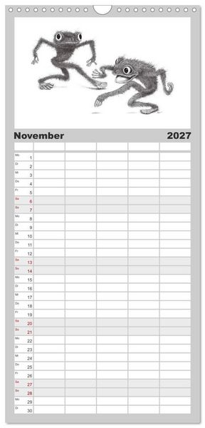 Produktbild: Familienplaner 2027 - TIERONISCH mit 5 Spalten (Wandkalender, 21 x 45 cm) CALVENDO