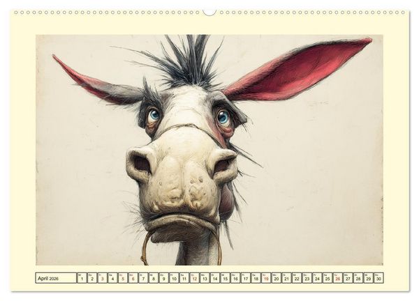 Produktbild: Esel mit Haltung. Karikaturen zwischen Humor und Melancholie (hochwertiger Premium Wandkalender 2026 DIN A2 quer), Kunstdruck in Hochglanz