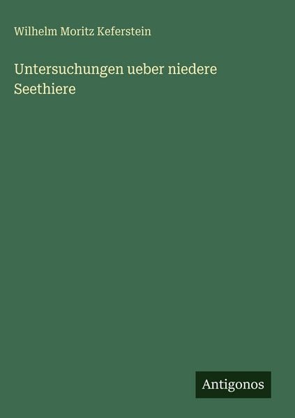 Produktbild: Untersuchungen ueber niedere Seethiere