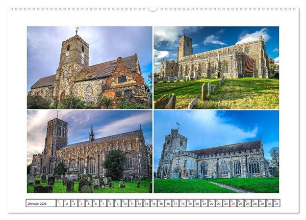 Produktbild: Trutzig und Wehrhaft - Englands Kirchen (hochwertiger Premium Wandkalender 2026 DIN A2 quer), Kunstdruck in Hochglanz