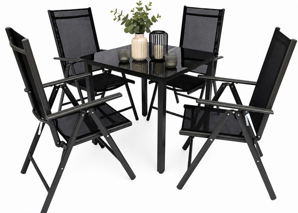 Produktbild: 5 tlg. Alu Glas Tisch Gartenset Sitzgruppe 80 SW