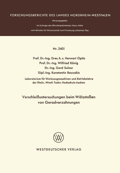 Produktbild: Verschlei&szlig;untersuchungen beim W&auml;lzsto&szlig;en von Geradverzahnungen