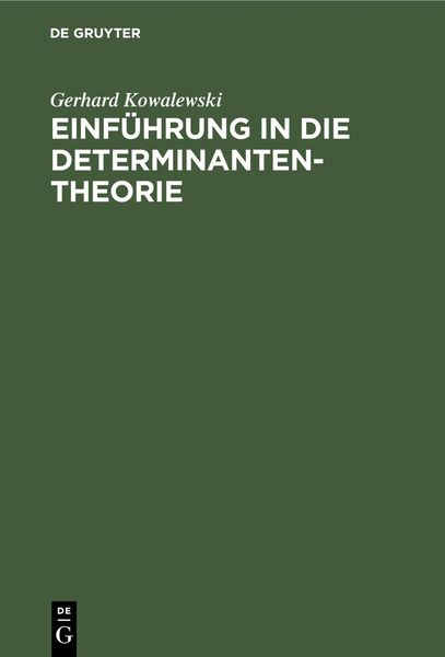 Produktbild: Einf&uuml;hrung in die Determinantentheorie