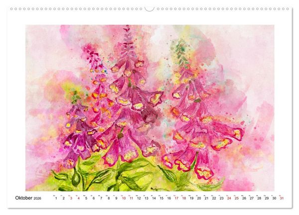 Produktbild: Bl&uuml;ten & Blumen Aquarelle - Farbenfrohe Sch&ouml;nheiten (hochwertiger Premium Wandkalender 2026 DIN A2 quer), Kunstdruck in Hochglanz