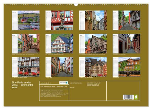 Produktbild: Eine Perle an der Mosel &ndash; Bernkastel-Kues (Wandkalender 2026 DIN A2 quer), CALVENDO Monatskalender