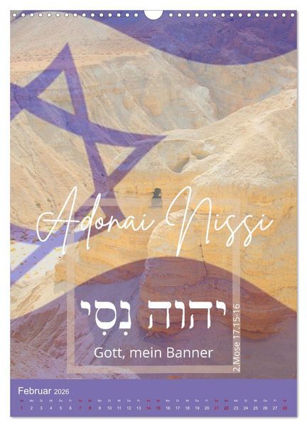 Produktbild: Israel und hebr&auml;ische Namen Gottes (Wandkalender 2026 DIN A3 hoch), CALVENDO Monatskalender