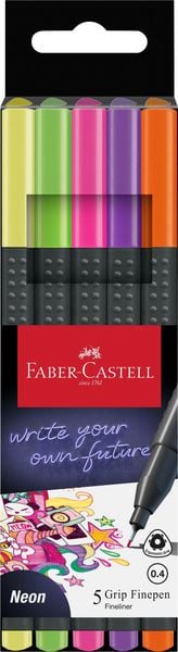 Produktbild: Faber-Castell Fineliner Grip Finepen neon 5er Set