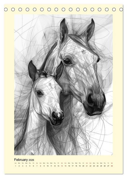 Produktbild: Sketchy Power Horses (Desk Calendar 2026 DIN A5 portrait), CALVENDO 12 Month DeskCalendar