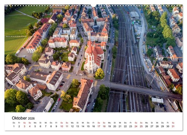 Produktbild: Luftbildkalender St. Gallen 2026 (hochwertiger Premium Wandkalender 2026 DIN A2 quer), Kunstdruck in Hochglanz