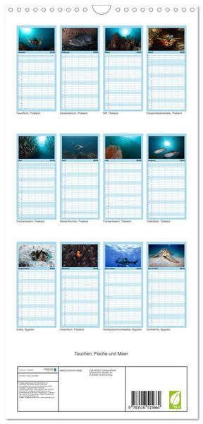 Produktbild: Familienplaner 2026 - Tauchen, Fische und Meer mit 5 Spalten (Wandkalender, 21 x 45 cm) CALVENDO