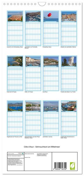 Produktbild: Familienplaner 2026 - C&ocirc;te d&rsquo;Azur - Sehnsuchtsort am Mittelmeer mit 5 Spalten (Wandkalender, 21 x 45 cm) CALVENDO