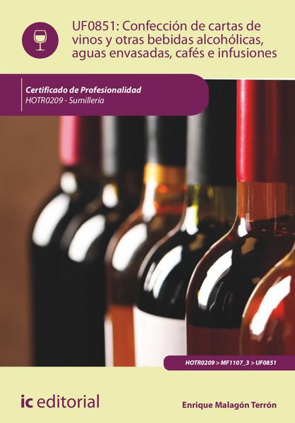 Produktbild: Confecci&oacute;n de cartas de vinos, otras bebidas alcoh&oacute;licas, aguas envasadas, caf&eacute;s e infusiones. HOTR0209