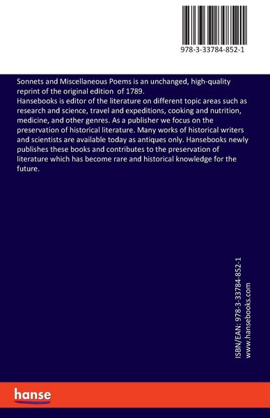 Produktbild: Sonnets and Miscellaneous Poems