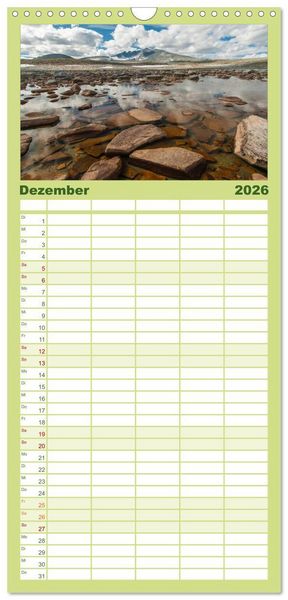 Produktbild: Familienplaner 2026 - Norwegen mit 5 Spalten (Wandkalender, 21 x 45 cm) CALVENDO