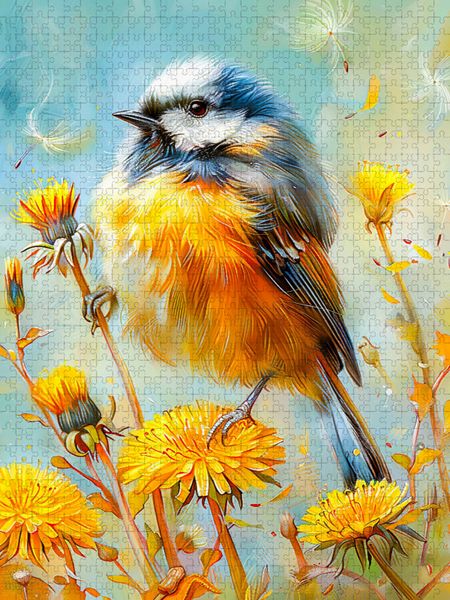 Produktbild: CALVENDO Puzzle Einheimischer Singvogel Eurasische Blaumeise Malerei | 2000 Teile Lege-Gr&ouml;&szlig;e 90x67cm Foto-Puzzle f&uuml;r gl&uuml;ckliche Stunden
