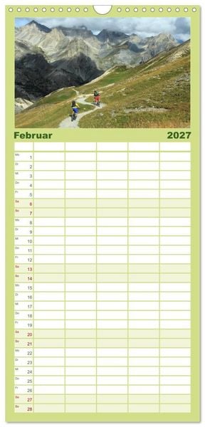 Produktbild: Familienplaner 2027 - Mountainbike Traumpfade mit 5 Spalten (Wandkalender, 21 x 45 cm) CALVENDO