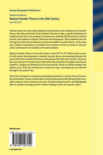 Produktbild: Rational Number Theory in the 20th Century