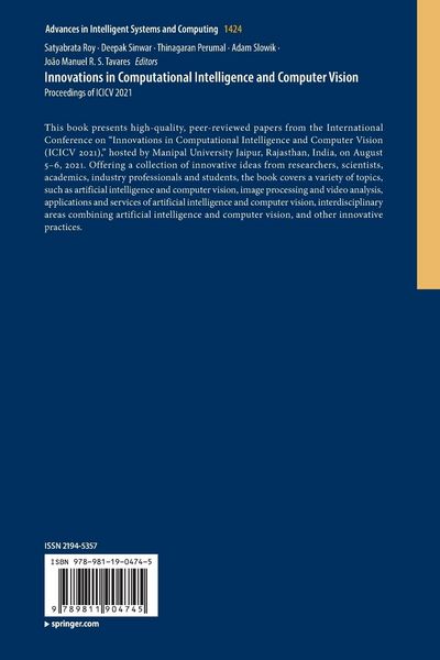Produktbild: Innovations in Computational Intelligence and Computer Vision