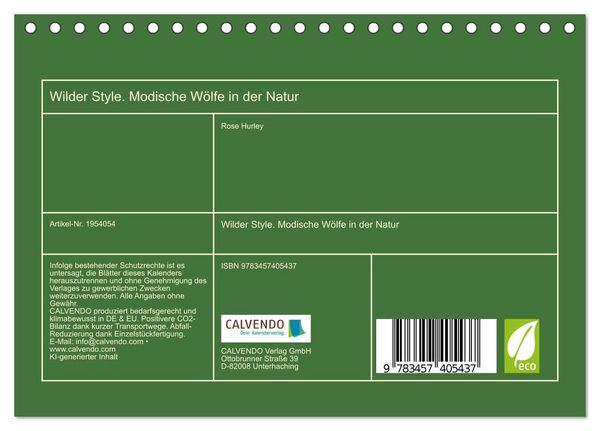 Produktbild: Wilder Style. Modische W&ouml;lfe in der Natur (Tischkalender 2026 DIN A5 quer), CALVENDO Monatskalender