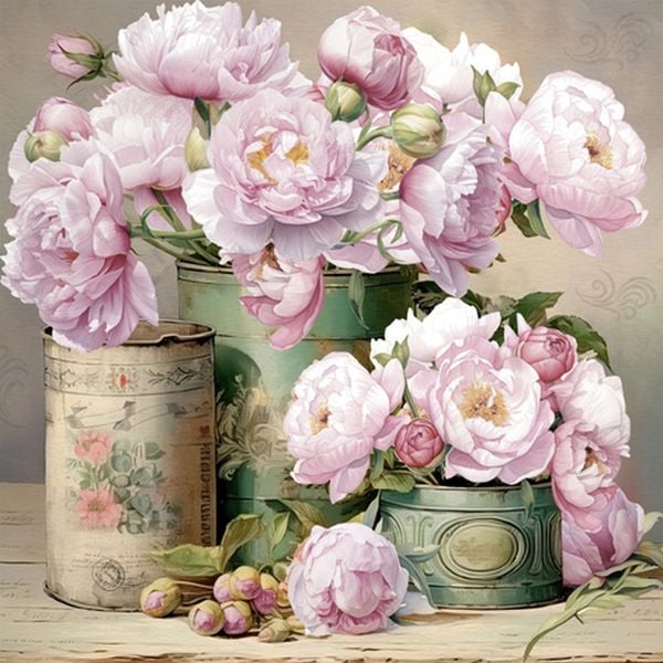 Produktbild: ti-flair Servietten Romantic Peony Cans 33x33cm 20 St&uuml;ck 3-lagig
