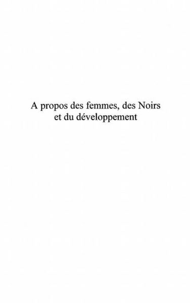 Produktbild: Propos des femmes des noirs et du developpement