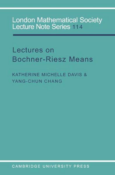Produktbild: Lectures on Bochner-Riesz Means