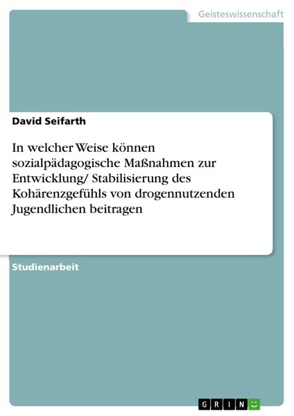Produktbild: In welcher Weise k&ouml;nnen sozialp&auml;dagogische Ma&szlig;nahmen zur Entwicklung/ Stabilisierung des Koh&auml;renzgef&uuml;hls von drogennutzenden Jugendlichen beitragen