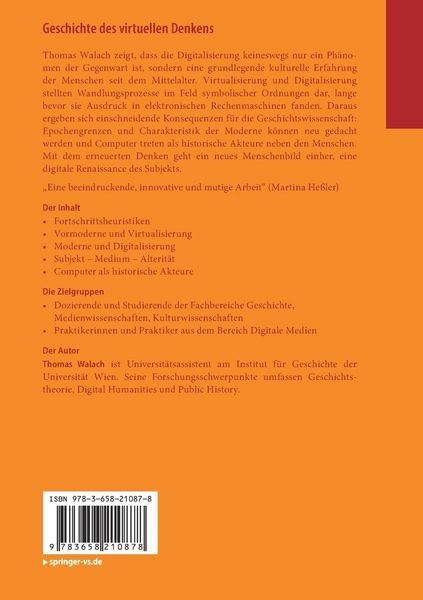 Produktbild: Geschichte des virtuellen Denkens