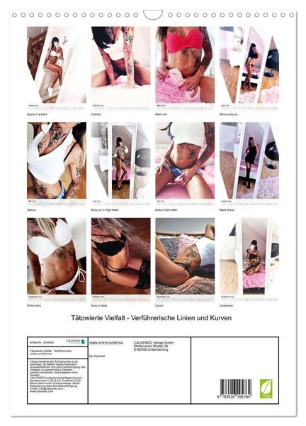 Produktbild: T&auml;towierte Vielfalt - Verf&uuml;hrerische Linien und Kurven (Wandkalender 2026 DIN A3 hoch), CALVENDO Monatskalender