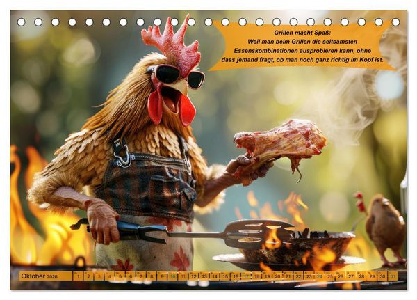 Produktbild: Tierisch lustige Grillmeister (Tischkalender 2026 DIN A5 quer), CALVENDO Monatskalender