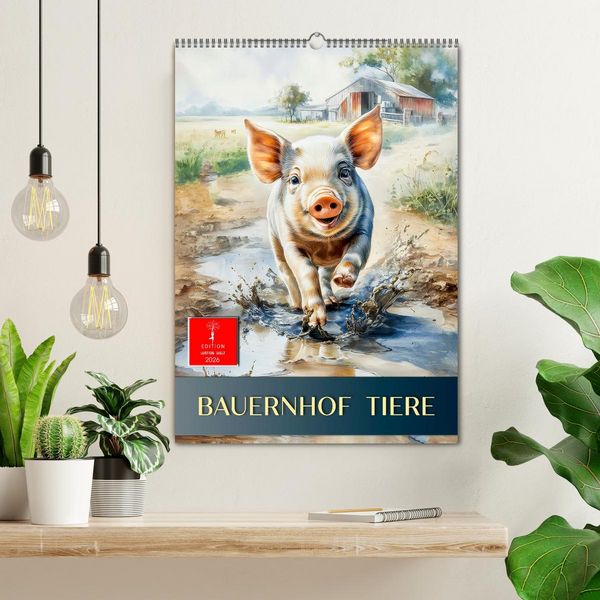 Produktbild: Bauernhof Tiere (Wandkalender 2026 DIN A2 hoch), CALVENDO Monatskalender
