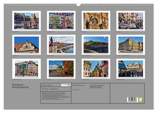 Produktbild: W&uuml;rzburg - Ansichtssache (Wandkalender 2026 DIN A2 quer), CALVENDO Monatskalender