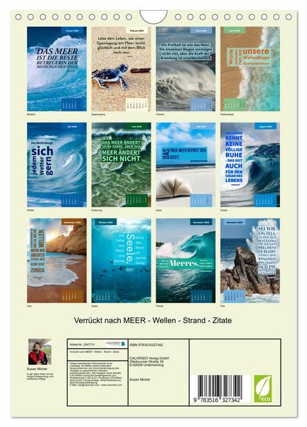 Produktbild: Verr&uuml;ckt nach MEER - Wellen - Strand - Zitate (Wandkalender 2026 DIN A4 hoch), CALVENDO Monatskalender