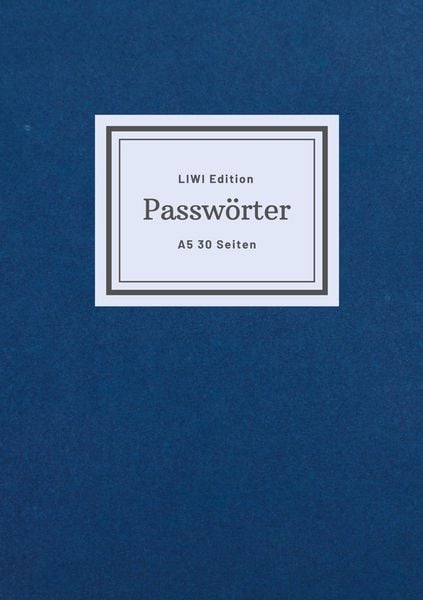 Produktbild: Notizbuch f&uuml;r Passw&ouml;rter - klein A5 - Organizer liniert 2 Spalten - 30 Seiten