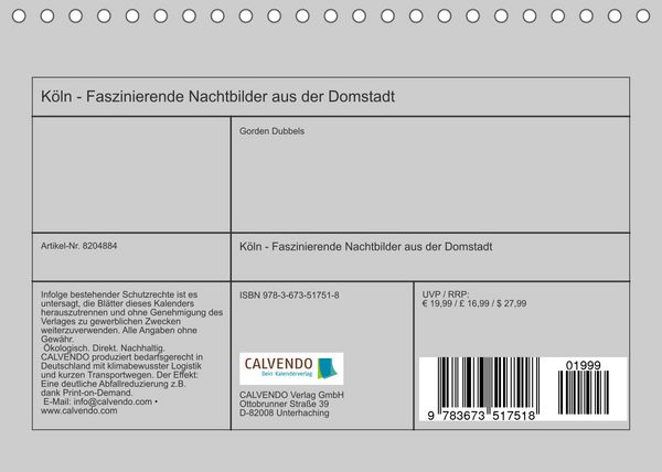 Produktbild: K&ouml;ln - Faszinierende Nachtbilder aus der Domstadt (Tischkalender 2022 DIN A5 quer)