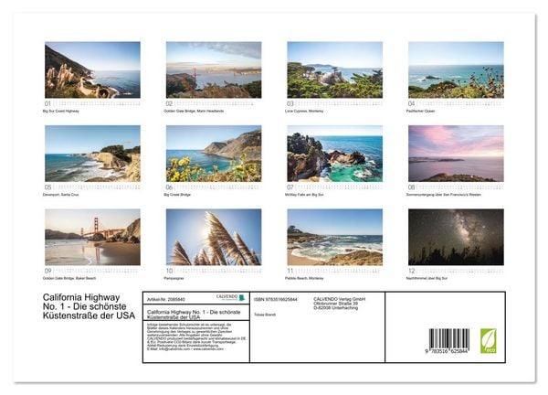 Produktbild: California Highway No. 1 - Die sch&ouml;nste K&uuml;stenstra&szlig;e der USA (Wandkalender 2026 DIN A3 quer), CALVENDO Monatskalender
