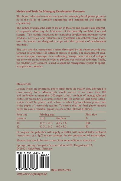 Produktbild: Models and Tools for Managing Development Processes