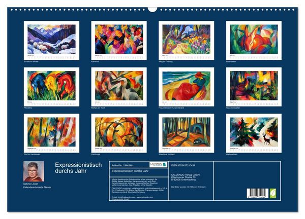 Produktbild: Expressionistisch durchs Jahr (Wandkalender 2026 DIN A2 quer), CALVENDO Monatskalender