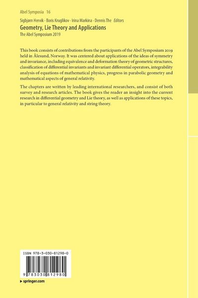 Produktbild: Geometry, Lie Theory and Applications