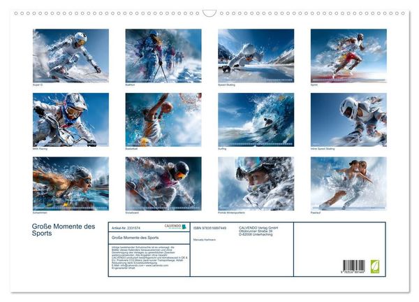 Produktbild: Gro&szlig;e Momente des Sports (Wandkalender 2027 DIN A2 quer), CALVENDO Monatskalender