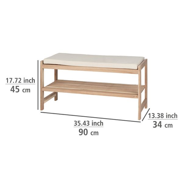 Produktbild: Schuhbank mit Sitzpolster Mod. Acina, Ma&szlig;e: 90 x 45 x 34 cm