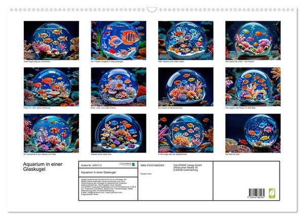 Produktbild: Aquarium in einer Glaskugel (Wandkalender 2026 DIN A2 quer), CALVENDO Monatskalender