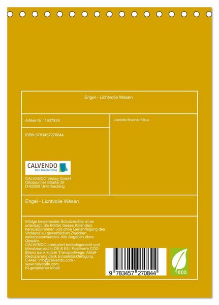 Produktbild: Engel - Lichtvolle Wesen (Tischkalender 2026 DIN A5 hoch), CALVENDO Monatskalender