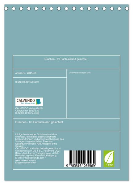 Produktbild: Drachen - Im Fantasieland gesichtet (Tischkalender 2026 DIN A5 hoch), CALVENDO Monatskalender